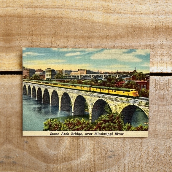 Mississippi River Stone Arch Bridge Mini Postcard - Picture 1 of 3